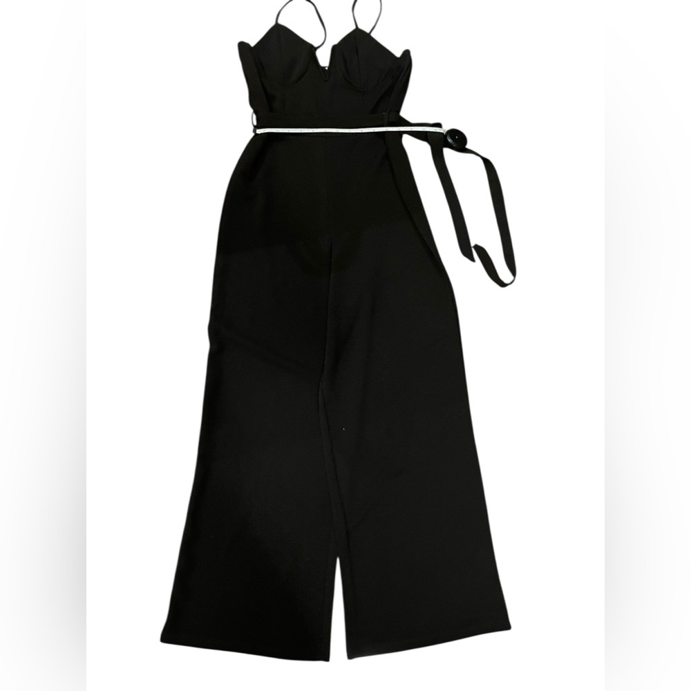 Almost Famous Black Strapless Jumpsuit with Waist Tie